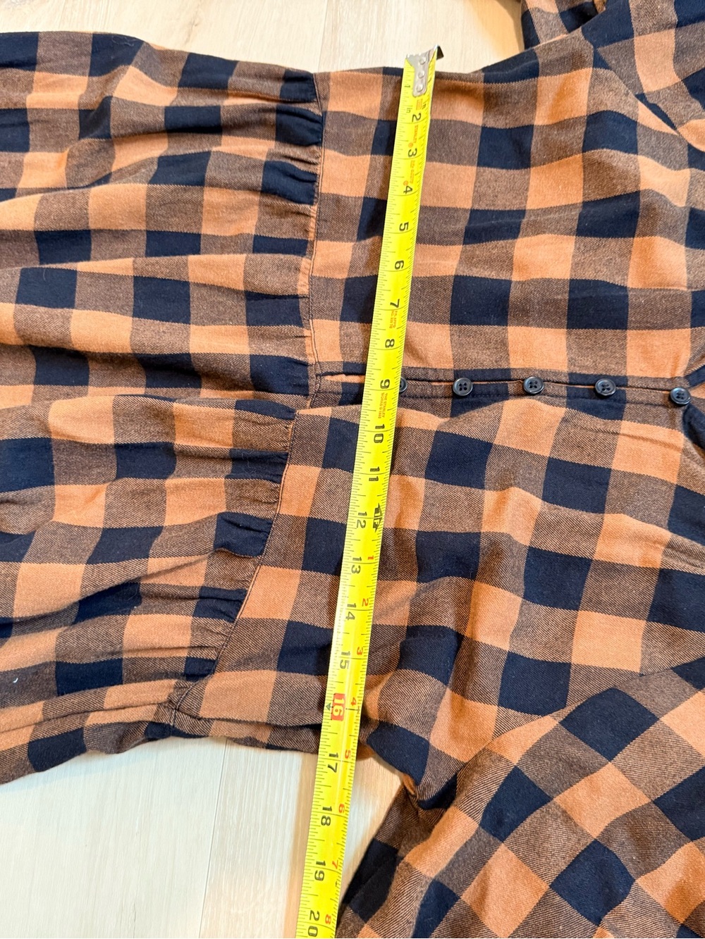 BeachLunchLounge Buffalo Plaid Tiered Dress XS Cottagecore Boho Fall Dress - Picture 7 of 7